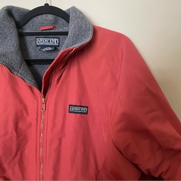 Lands’ End Vintage Squall Brick Red and Fleece Jacket - Picture 2 of 9